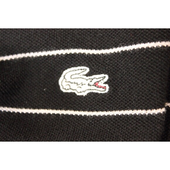 Lacoste Polo Shirt Black Striped Cotton Gray ALLIGATOR Sz 5 Us Sz M - Picture 10 of 10